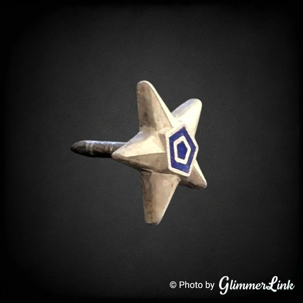 Vintage Tiny Blue Pentagon Star Sterling Silver Tack Pin